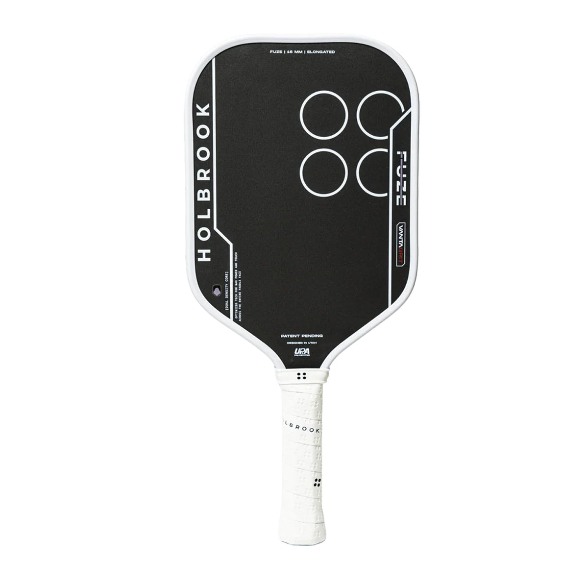 Discover the Holbrook Fuze VantaGrit Elongated pickleball paddle. Featuring Dual Density Foam Core, exceptional spin, explosive power and precise control. Buy now at Holbrook Pickleball Europe.