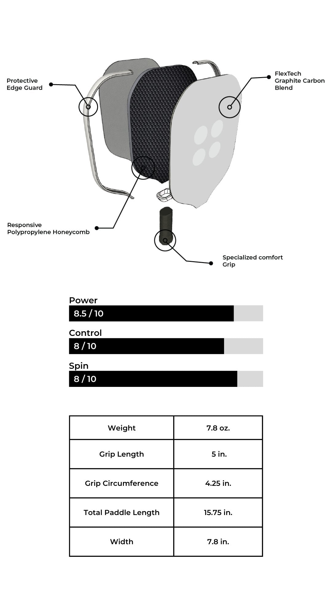 Holbrook Day N' Night Paddle – Black and White Hybrid Paddle