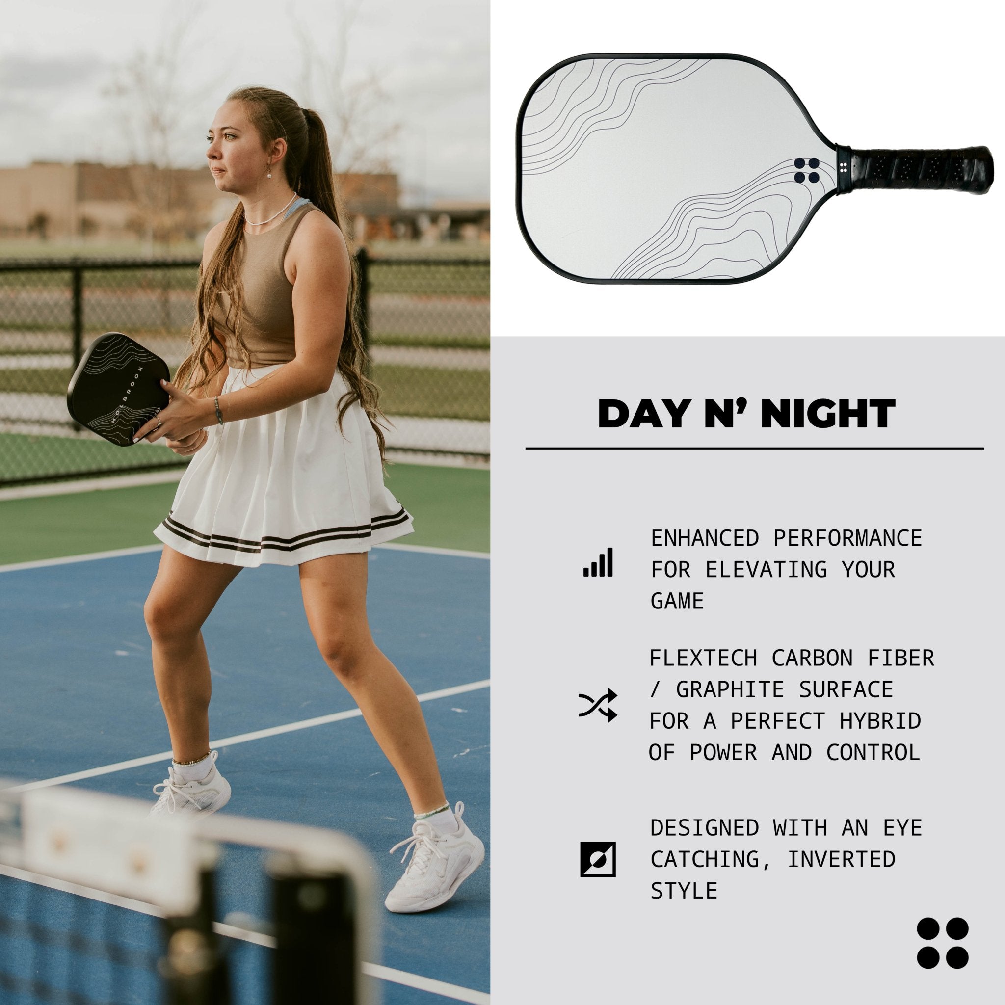 Holbrook Day N' Night Paddle – Black and White Hybrid Paddle