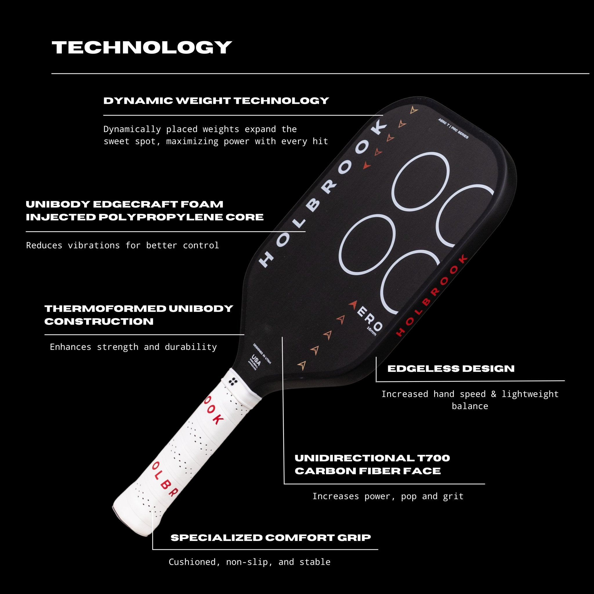 Holbrook Aero T Pickleball Paddle – Elongated Paddle Europe