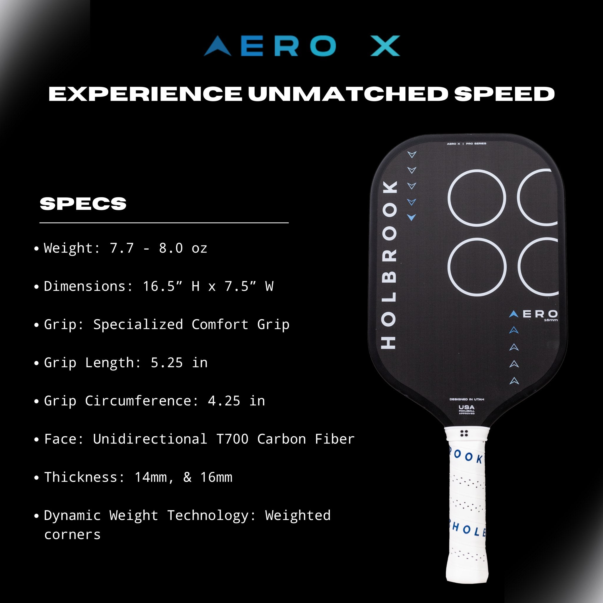 Holbrook Aero X Paddle – Hybrid Elongated Pickleball Paddle