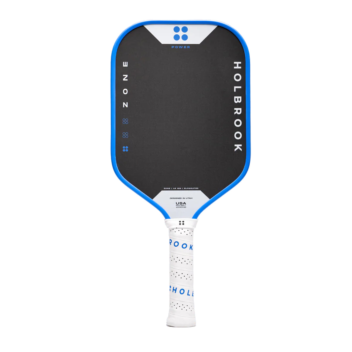 Shop the Holbrook Zone Power Pickleball Paddle in blue. Explosive power, heavy spin, EVA foam perimeter, large sweet spot, and responsive CFC construction. Buy now at Holbrook Europe.