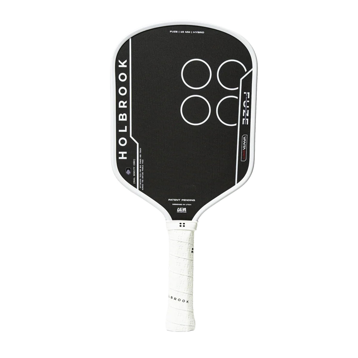 Discover the Holbrook Fuze VantaGrit Hybrid pickleball paddle. Featuring Dual Density Foam Core, long-lasting spin, explosive power and exceptional control. Buy now at Holbrook Pickleball Europe.