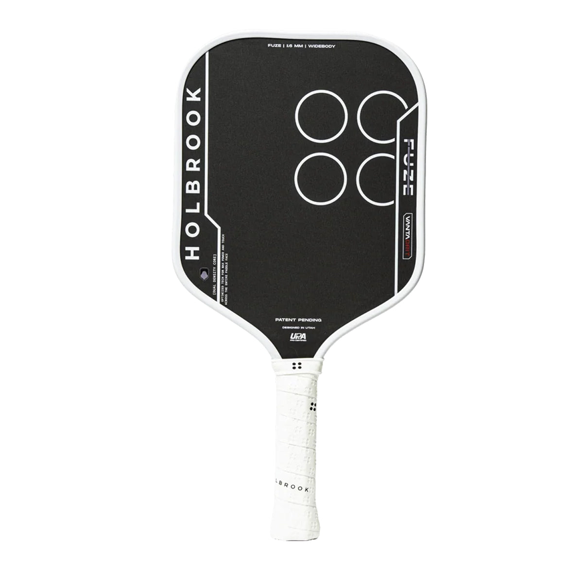 Discover the Holbrook Fuze VantaGrit Widebody pickleball paddle. Featuring Dual Density Foam Core, long-lasting spin, maximum forgiveness and stability. Buy now at Holbrook Pickleball Europe.