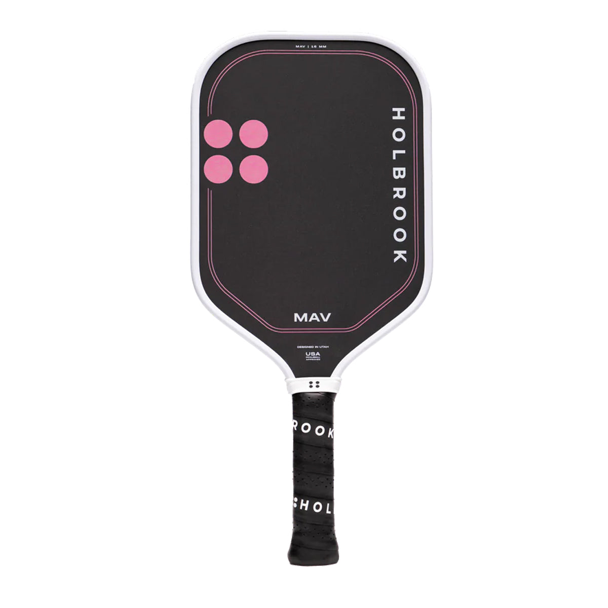 Discover the Holbrook Mav Pickleball Paddle in pink. A versatile all-court paddle offering outstanding control, power, spin, and an enlarged sweet spot. Buy now at Holbrook Europe.