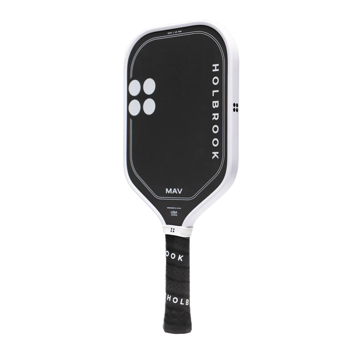 Discover the Holbrook Mav Pickleball Paddle in white. A versatile all-court paddle offering outstanding control, power, spin, and an enlarged sweet spot. Buy now at Holbrook Europe.
