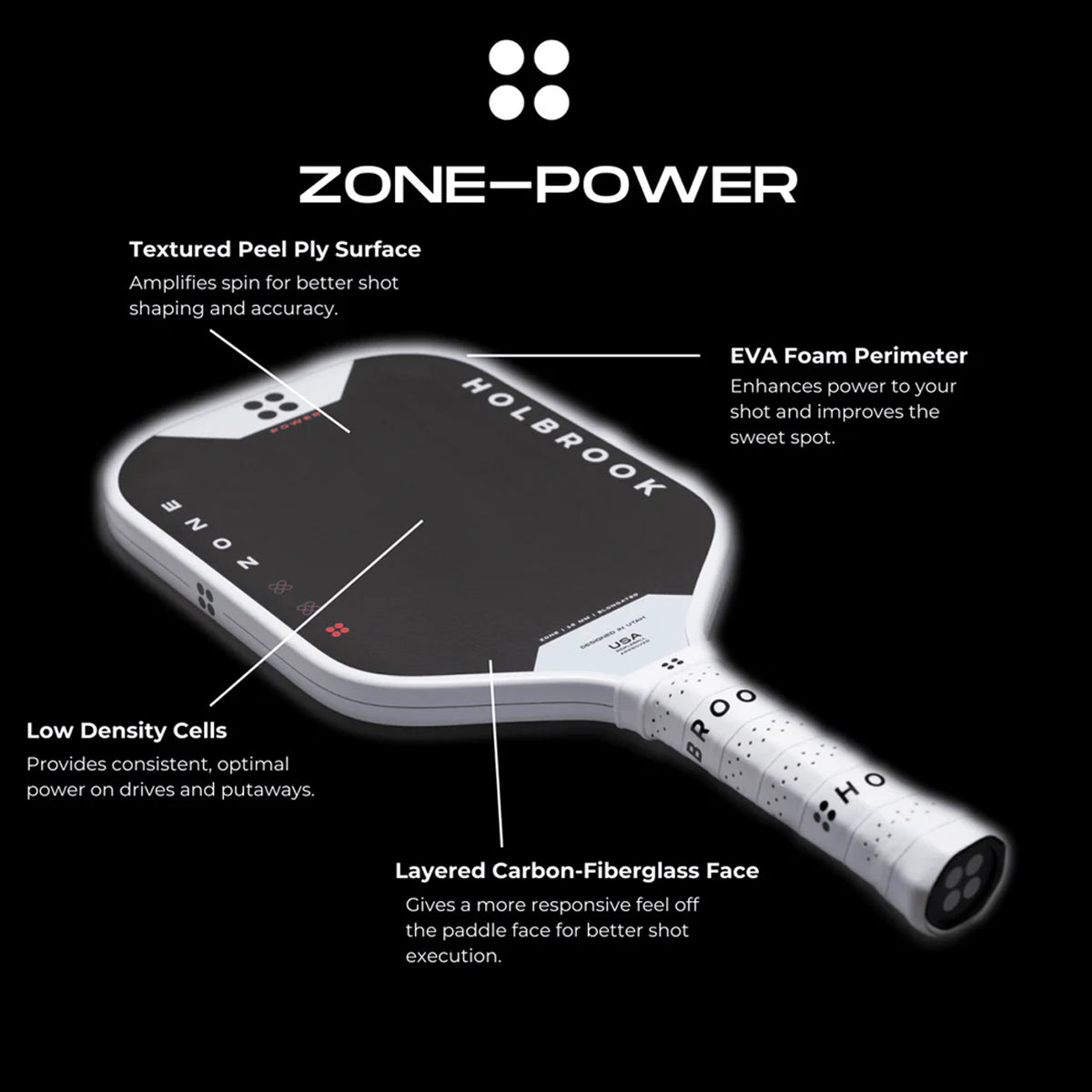Shop the Holbrook Zone Power Pickleball Paddle. Explosive power, heavy spin, EVA foam perimeter, large sweet spot, and responsive CFC construction. Buy now at Holbrook Europe.