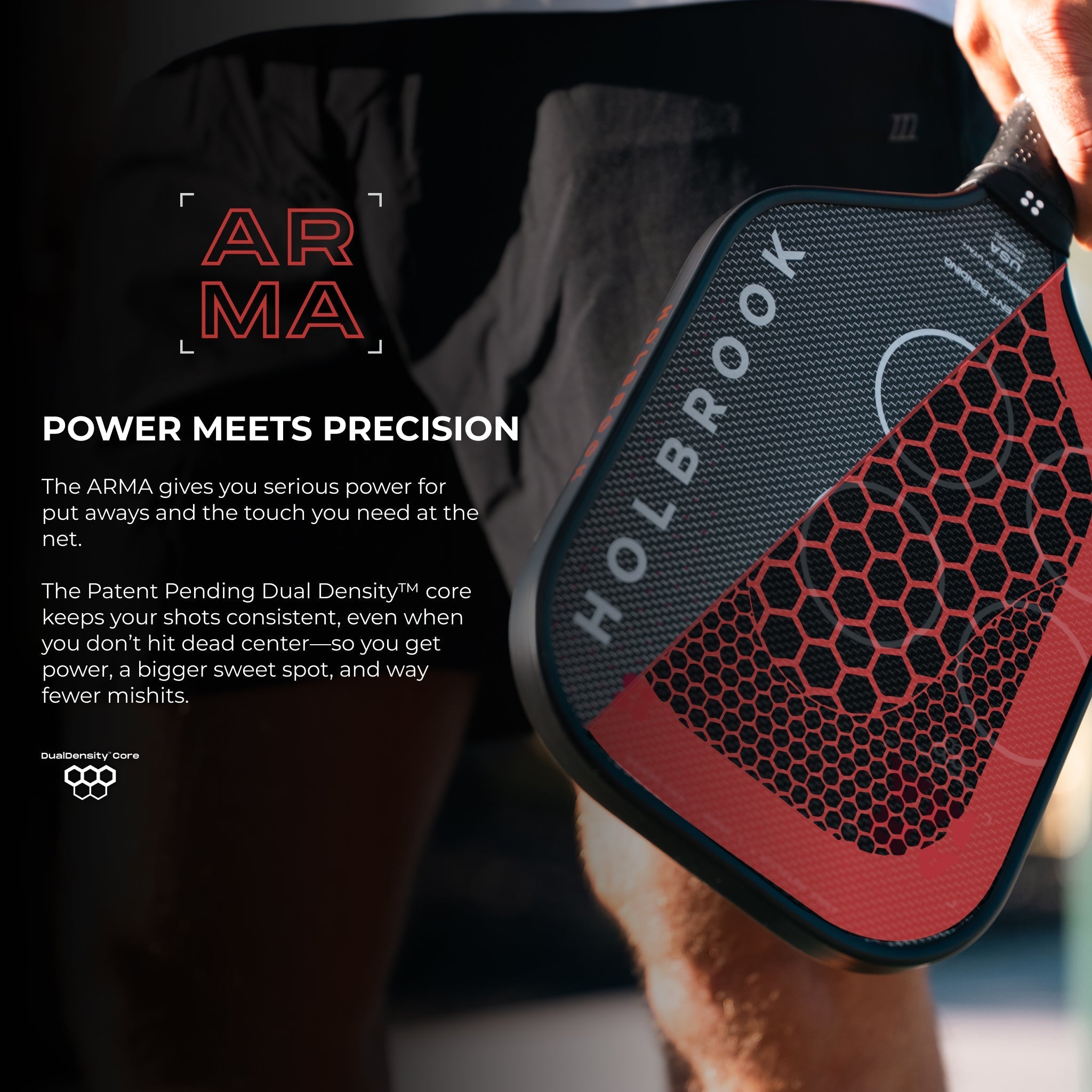 Holbrook Arma T 14mm – Elongated Paddle with Power & Reach. Buy now at Holbrook Pickleball Europe.